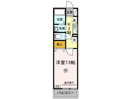 メゾンパークみずほ台(1K/1階)の間取り写真