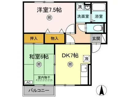 ヴィステリアA・B(2DK/1階)の間取り写真