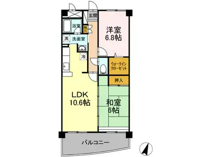 グランウィング(2LDK/4階)の間取り写真