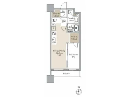 レジディア仙台北四番丁プレイス(1LDK/10階)の間取り写真