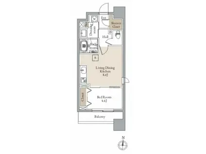 レジディア仙台北四番丁プレイス(1LDK/6階)の間取り写真