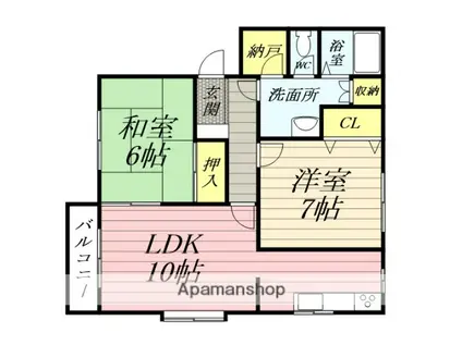 シャトウKTⅡ(2LDK/1階)の間取り写真