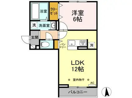 レコルト木町(1LDK/3階)の間取り写真