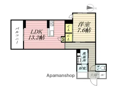 GRAND GRACE八乙女(1LDK/1階)の間取り写真