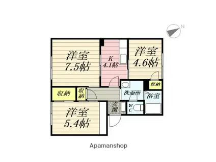 クレフォートメゾンB(3K/1階)の間取り写真