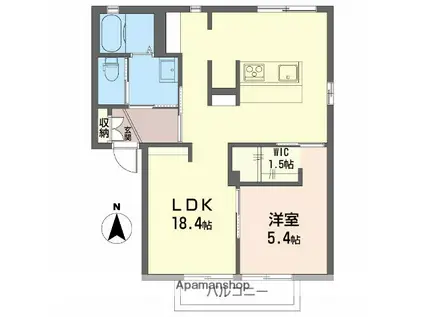 グラン・シャルムB(1LDK/1階)の間取り写真
