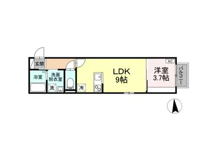 ジオ黒松(1LDK/2階)の間取り写真
