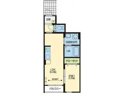 CASA DE LA PAZ(1LDK/1階)の間取り写真