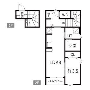 東北新幹線 古川駅 徒歩21分 2階建 新築(1LDK/2階)の間取り写真