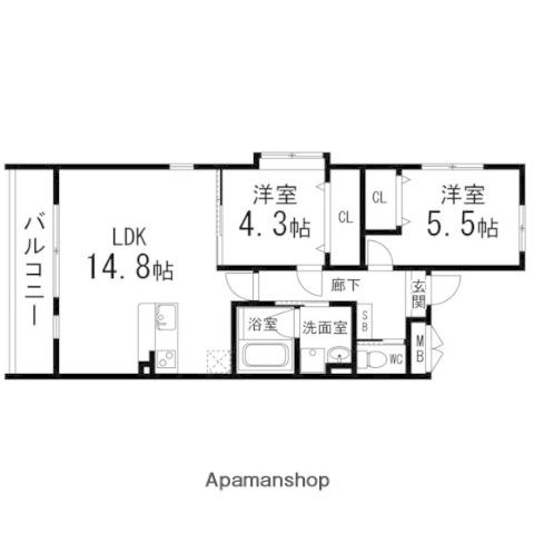 AL SOL泉中央(2LDK/2階)の間取り写真