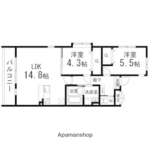 AL SOL泉中央(2LDK/1階)の間取り写真