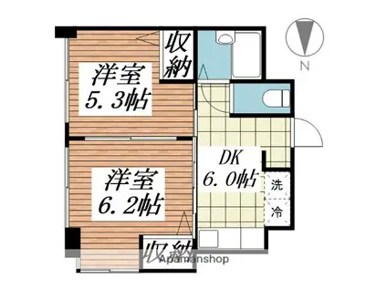 リッツコート宮町(2DK/4階)の間取り写真