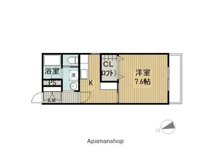 アブリール(1K/1階)の間取り写真