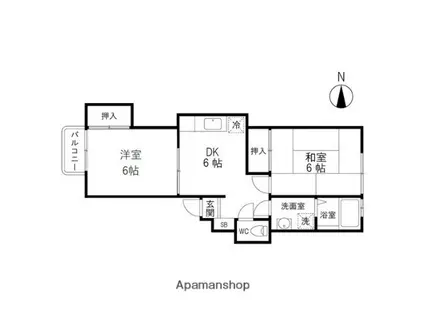 メゾンクロカワ(2DK/2階)の間取り写真