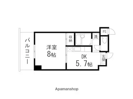 YSKコーポ卸町(1DK/11階)の間取り写真