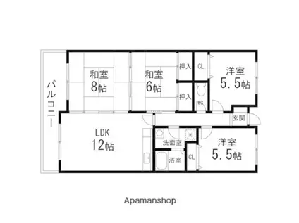 ラフィーヌ清水Ⅱ(4LDK/1階)の間取り写真