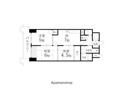 卸町マンションフタバ(3DK/6階)の間取り写真