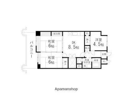 卸町マンションフタバ(3DK/4階)の間取り写真