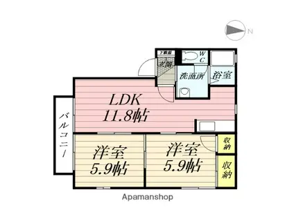 グランドゥールⅢ(2LDK/2階)の間取り写真