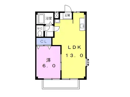 グランメル大場A(1LDK/1階)の間取り写真