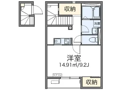 レオネクストブラン(1K/2階)の間取り写真