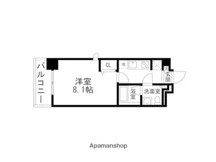 アーバンプラザ小田原(1K/8階)の間取り写真