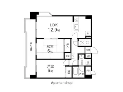 ブリックス六丁の目(2LDK/2階)の間取り写真
