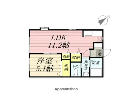 ヴィレッジ中河原(1LDK/1階)の間取り写真