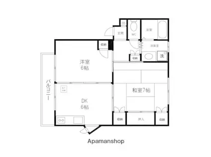 コスモスターツ長町(2DK/1階)の間取り写真