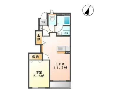 プラッツ・ステージⅡ(1LDK/1階)の間取り写真