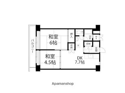 仙台宮城野団地1号棟(2DK/10階)の間取り写真