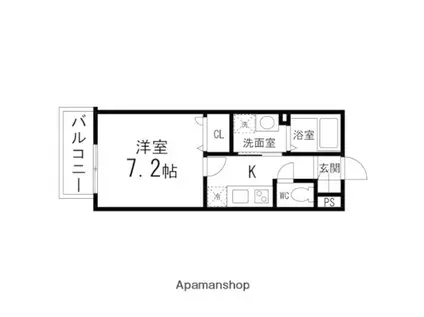 CRISTALLINⅠ(1K/2階)の間取り写真