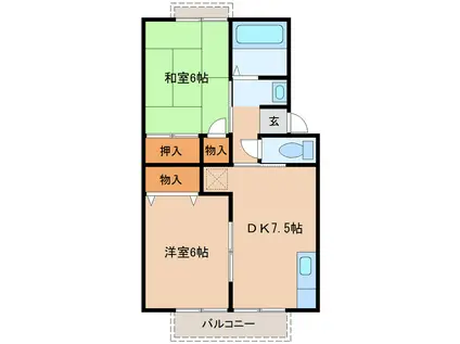 トゥインクルコート文化町7番館(2DK/1階)の間取り写真