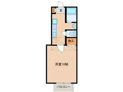 ソレイユパルクⅢ(1K/2階)の間取り写真