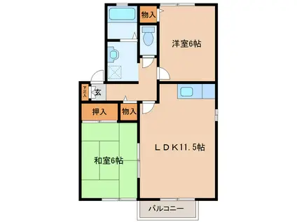 セジュール雷Ⅵ(2LDK/1階)の間取り写真