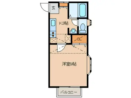 ツインフォレスト(1K/1階)の間取り写真