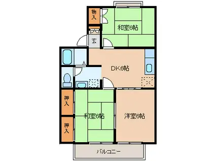 セジュール柧A(3DK/1階)の間取り写真