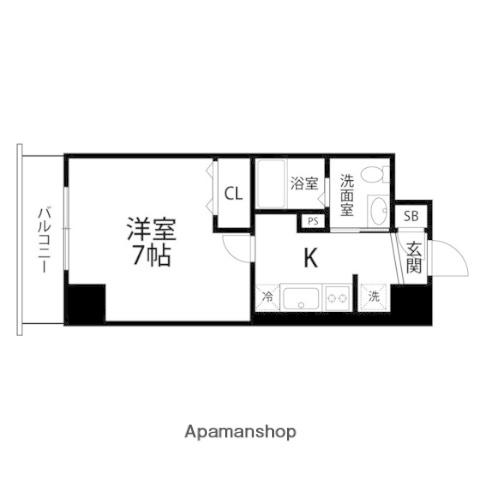 グランディール卸町(1K/5階)の間取り写真