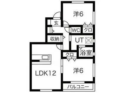 ユートピア高崎(2LDK/1階)の間取り写真