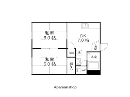 エステートユウ(2DK/1階)の間取り写真