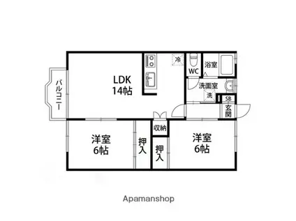 コーポトマト3(2LDK/2階)の間取り写真