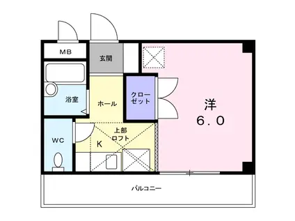 グレイスコート(ワンルーム/2階)の間取り写真