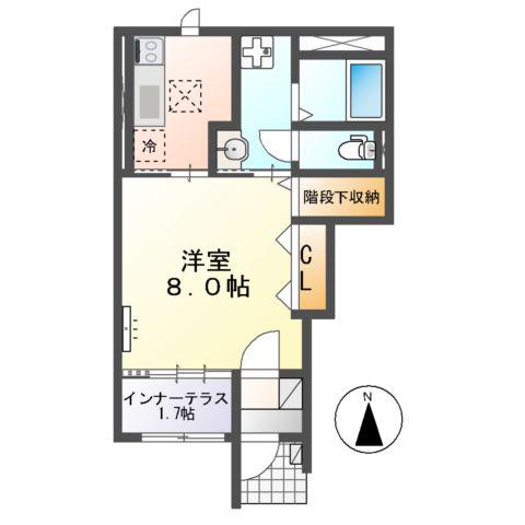 D&MリーフⅡ(1K/1階)の間取り写真