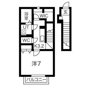 カーサアルバ3(1K/2階)の間取り写真