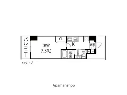ルアーナ・エール・レジデンス卸町(1K/7階)の間取り写真