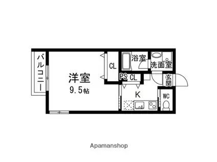 ARRIVARE仙台東Ⅱ(1K/1階)の間取り写真