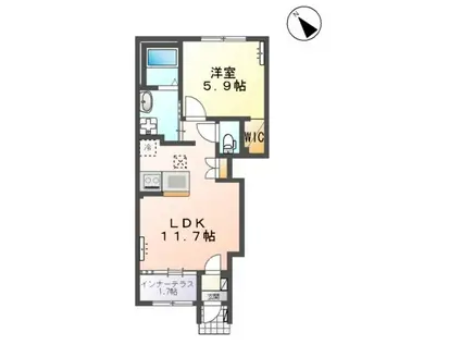 フォレストサイド(1LDK/1階)の間取り写真