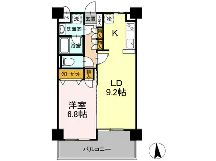 ガーデンハイツAIHARAⅢ(1LDK/4階)の間取り写真