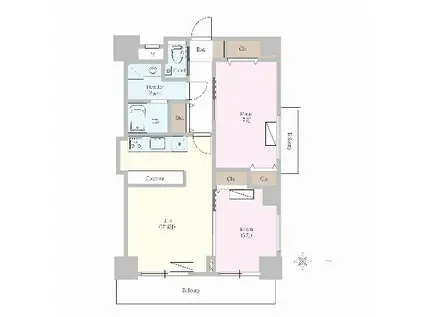 カスタリア榴ヶ岡(2LDK/12階)の間取り写真