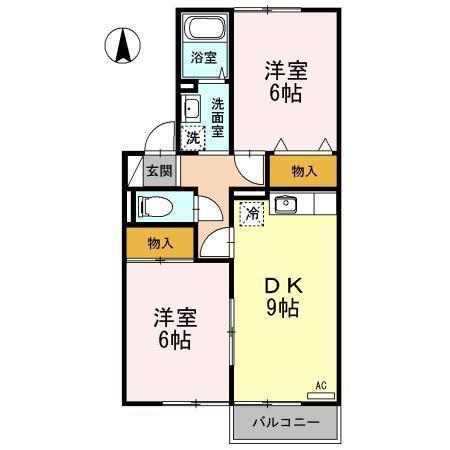 ロイヤルビレッジYSⅤ(2DK/2階)の間取り写真